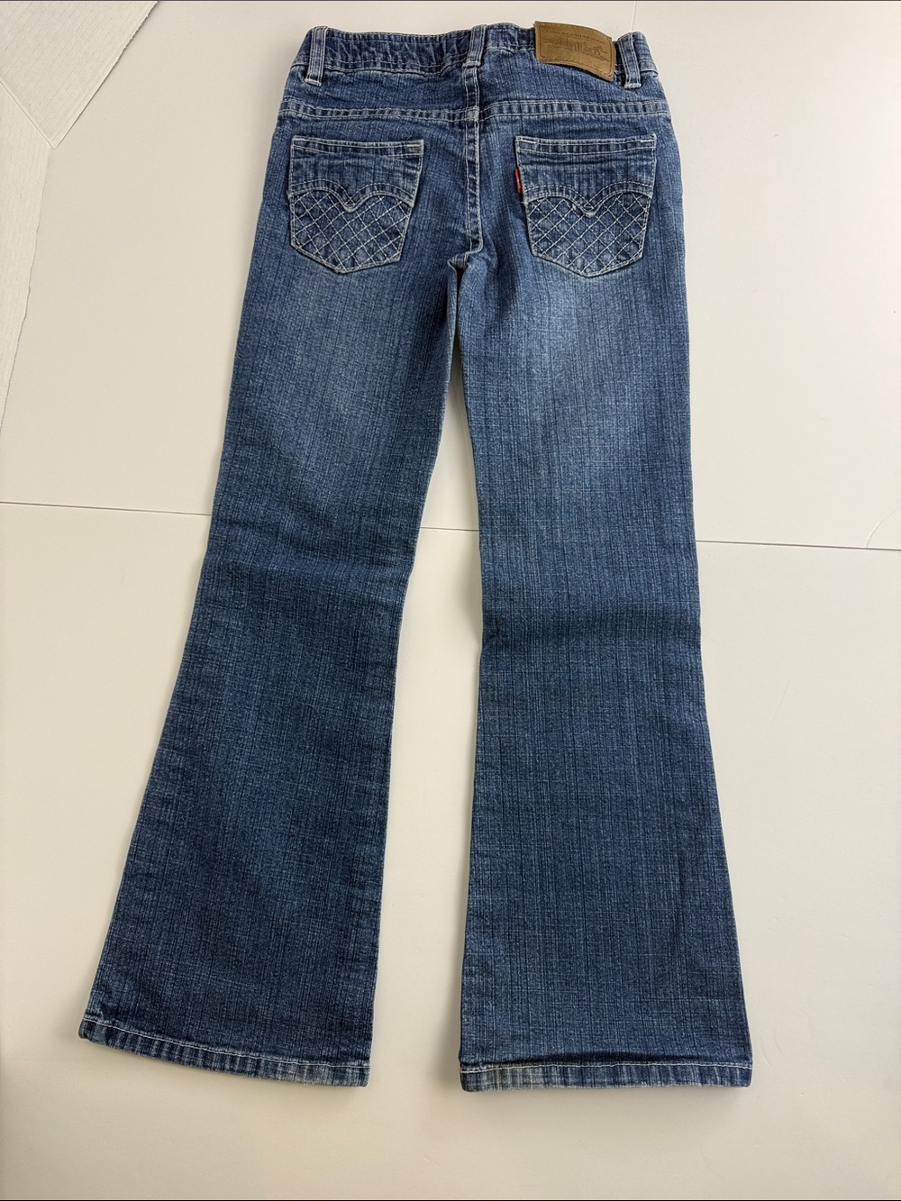 Levi's Girls Size 8 Bell Bottom Jeans Medium Wash Adjustable Waist Flare Denim - Picture 2 of 11